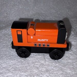VTG 2001 Thomas Wooden Railway RUSTY #5 Orange Diesel Engine Magnetic
